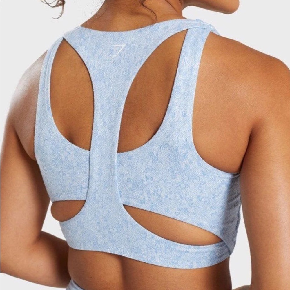NWOT Gymshark Malibu Blue Marl Fleur Sports Bra